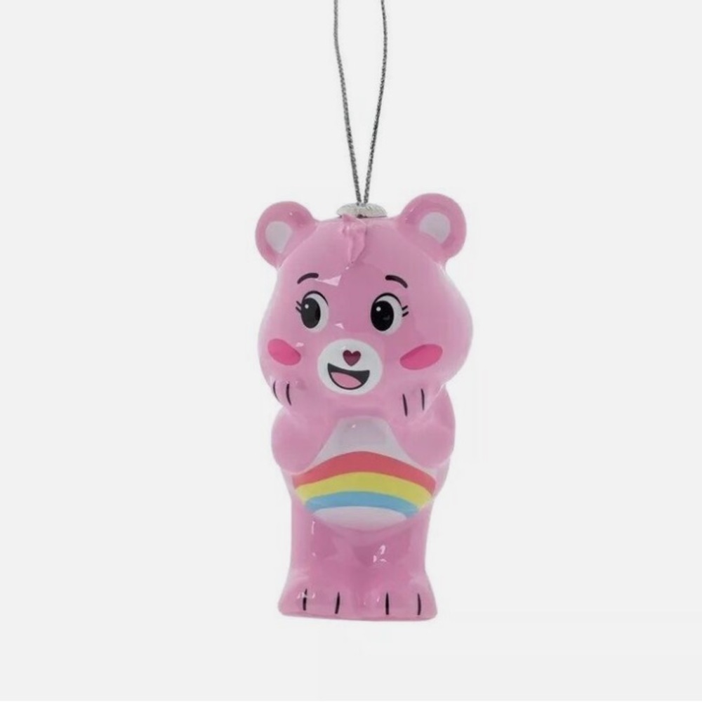 Care Bears Pink Cheer Bear Decoupage Christmas Ornament nwt 4 “